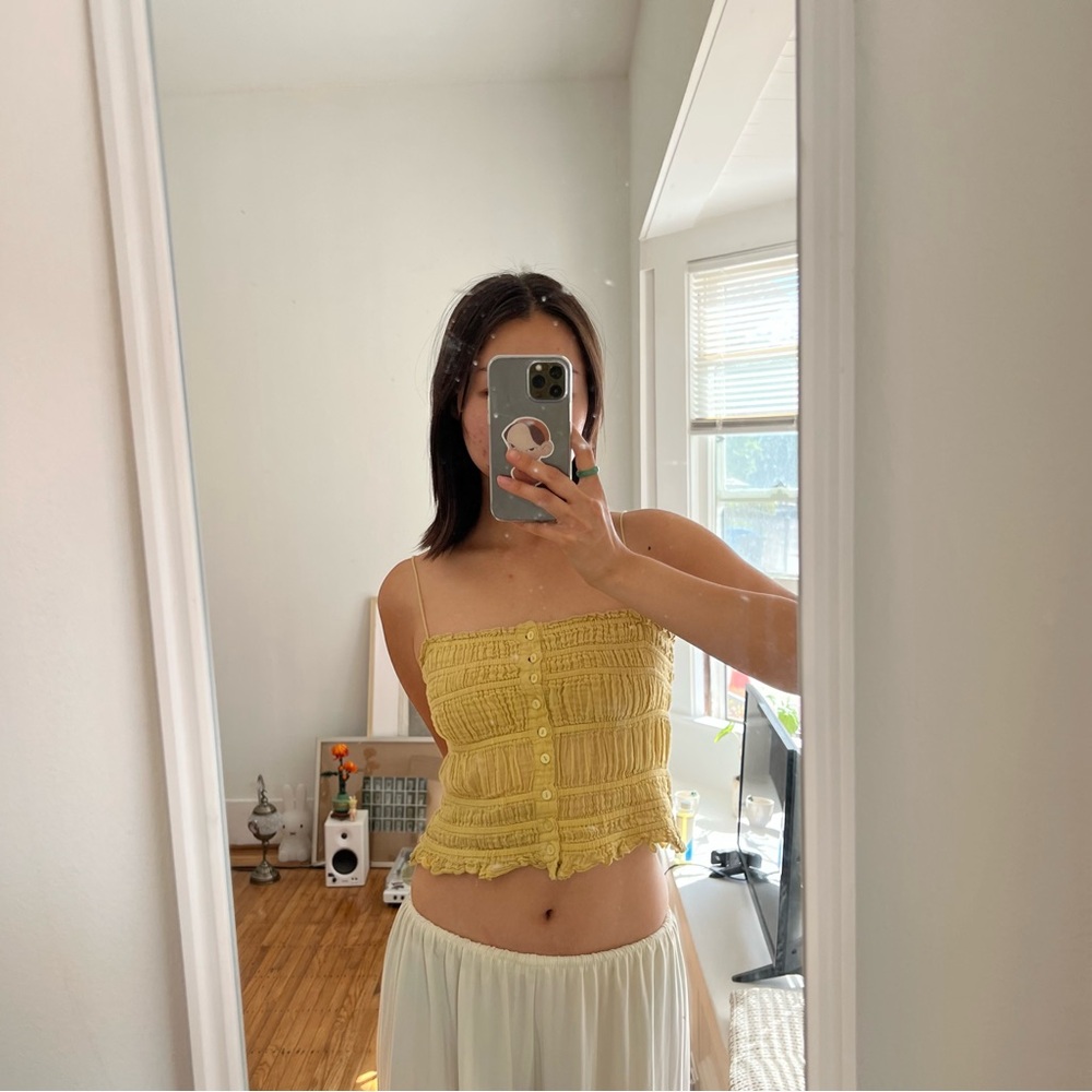 Yellow Smocked Women's Top